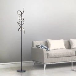 Curly Black LED Floor Lamp