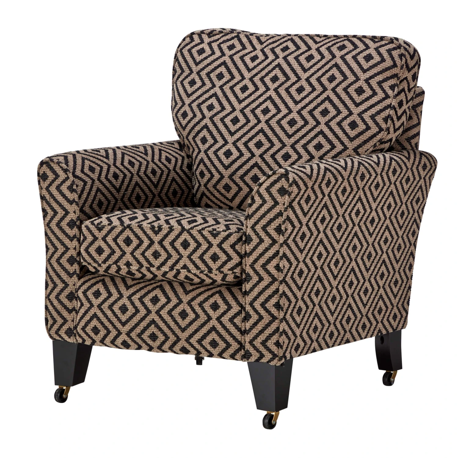 Lucinda Black & Natural Patterned Fabric Accent Armchair 2 Lucinda Black & Natural Patterned Fabric Accent Armchair - Image 2