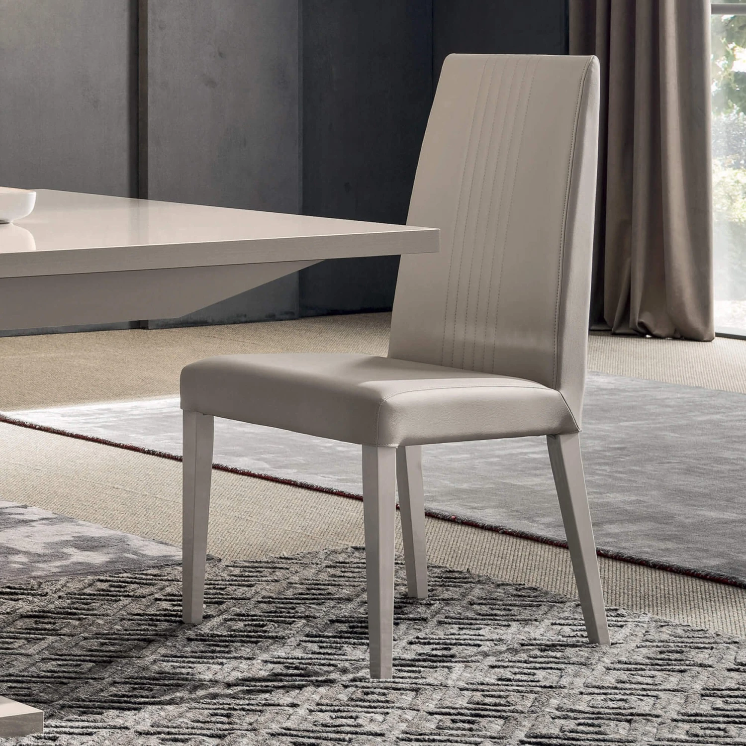 Caren High Gloss Pearl Line 160cm Extending Dining Table & 6 High-Back Faux Leather Chairs 11 Caren High Gloss Pearl Line 160cm Extending Dining Table & 6 High-Back Faux Leather Chairs - Image 11