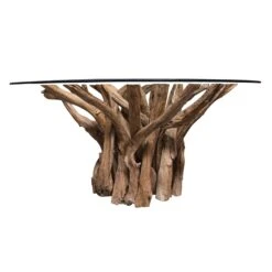 Java Reclaimed Teak 130cm Round Dining Table & 4 Toby Brown Faux Leather Chairs -Housing Units Furniture Store 41ddee59cbc8b99dcaa9f6d0300eeb7c