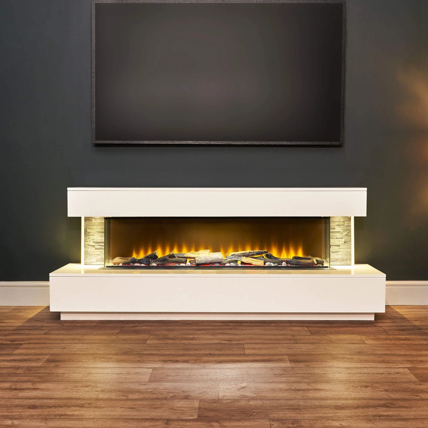 Firenze 69 White Marble And Grey Slate Surround With Electric Fire 1 Firenze 69 White Marble And Grey Slate Surround With Electric Fire