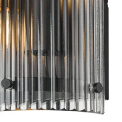 Alonza Matt Black & Clear Wide Ribbed Glass 2 Light Wall Light -Housing Units Furniture Store 44021824c414e37b2b9d30f87f1e7560