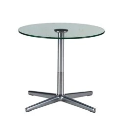Stressless Small Urban Cross Polished Chrome & Glass Side Table
