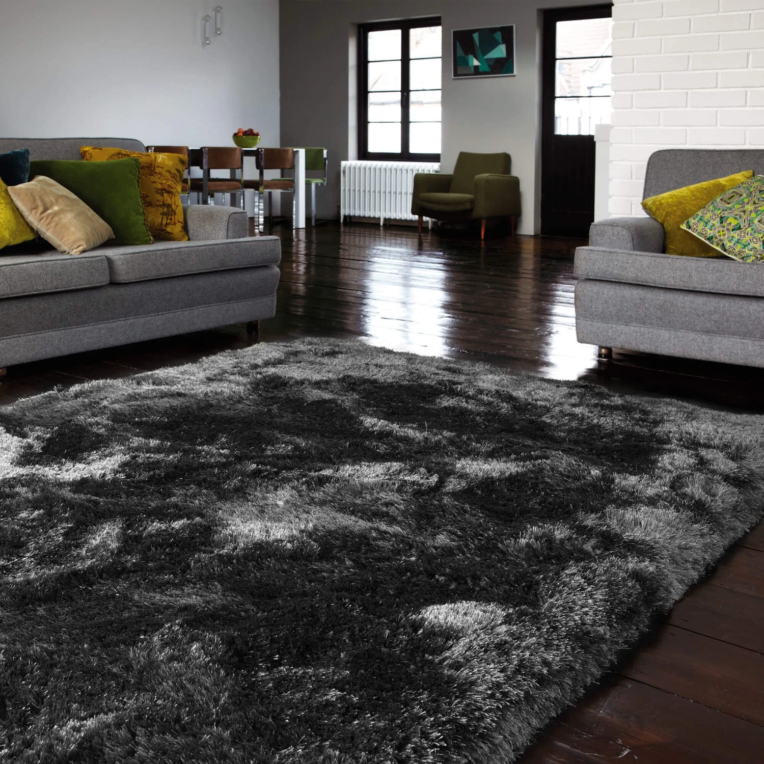 Plush Shaggy Slate Rug Collection 1 Plush Shaggy Slate Rug Collection