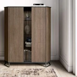 Oratino 2 Door Ribbed Wood Cabinet