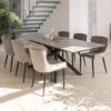 Rossini Extending Dining Table And 6 Toby Light Grey Velvet Dining Chairs