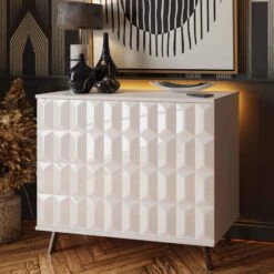 Frank Olsen Elevate White LED & Wireless Charging Small Sideboard