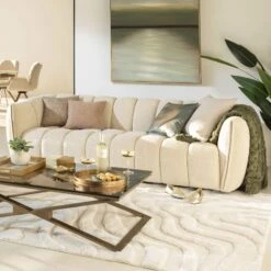 Claudia Cream Fabric 3 Seater Sofa