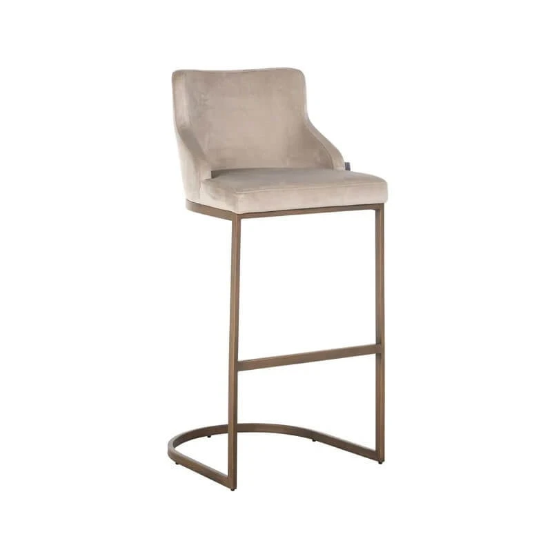 Bamaya Beige Velvet Bar Stool 3 Bamaya Beige Velvet Bar Stool - Image 3