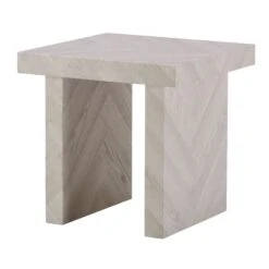 Dune Pale White Herringbone End Table