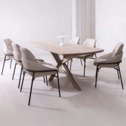 Stephanie 220cm Ash Dining Table With 6 Juliette Dining Chairs