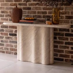 Novara Travertine Effect Console Table