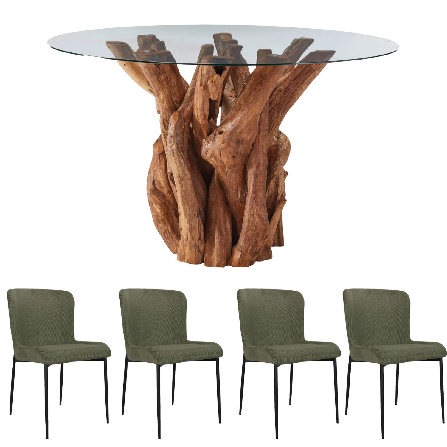 Java Teak 130cm Round Dining Table And 4 Manhattan Green Dining Chairs 1 Java Teak 130cm Round Dining Table And 4 Manhattan Green Dining Chairs