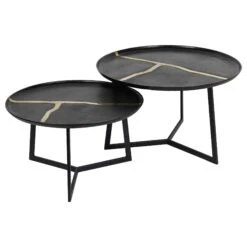 Libra Arizona Set Of 2 Black And Gold Coffee Tables