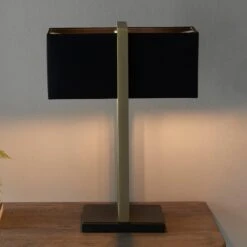 Squared Brass Table Lamp With Black Fabric Shade -Housing Units Furniture Store 4b8ac2f825a2efe3c6405fb9cb18c7b2 1
