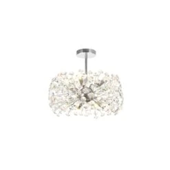 Avezza Chrome & Crystal Semi Flush Ceiling Light