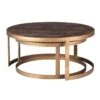 Olivia James Hemingway Mahogany Oak & Gold Nest Of 2 Coffee Tables