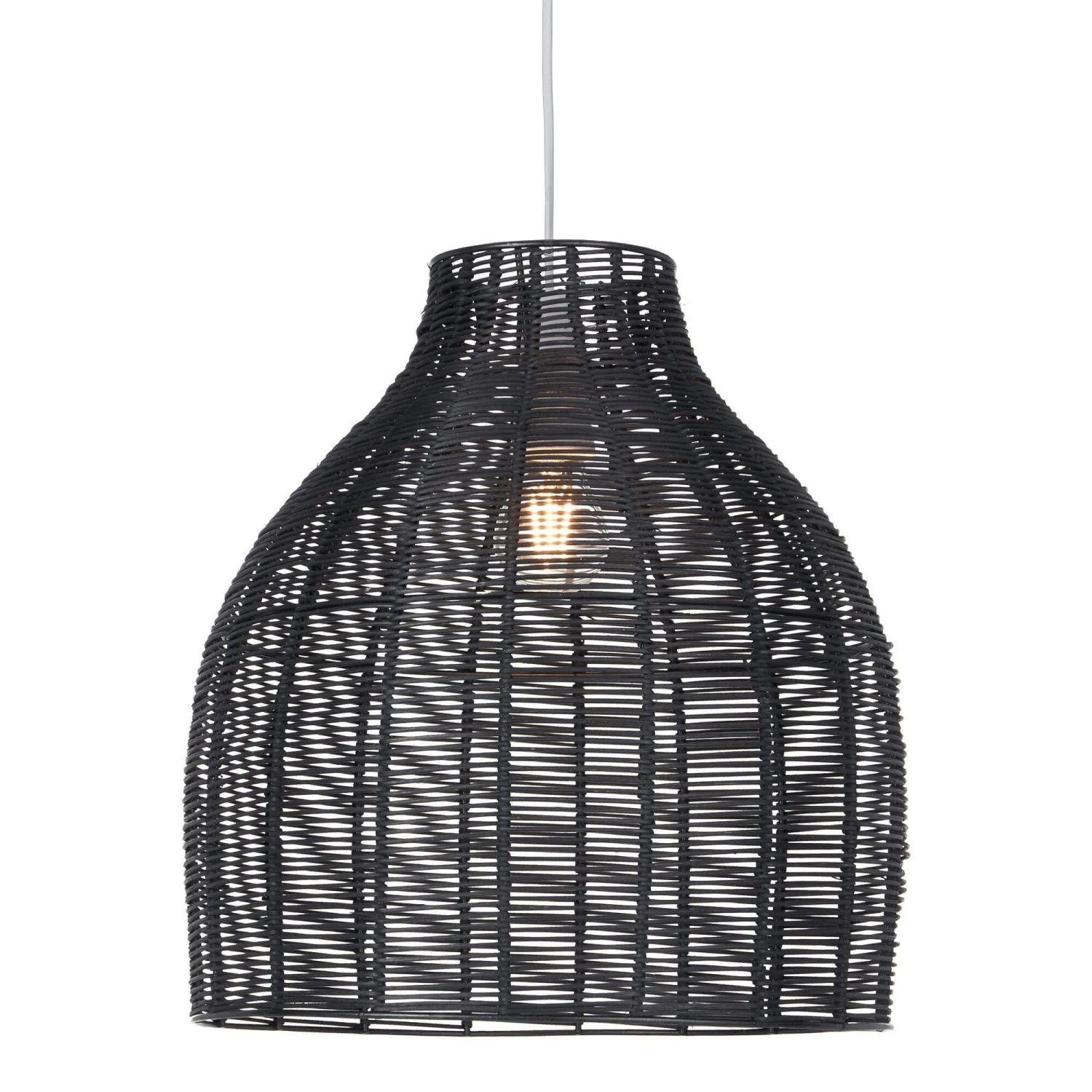 Black Rattan Cloche Pendant Shade 2 Black Rattan Cloche Pendant Shade - Image 2