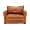 Alexander & James Miller Camel Leather & Velvet Mixed Fabric Snuggler Sofa