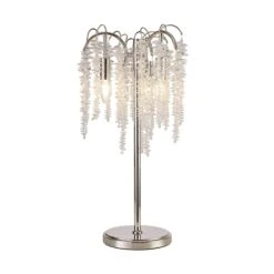 Wisteria Polished Nickel & Crystal 3 Light Table Lamp
