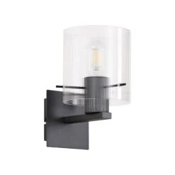 Lino Ribbed Dark Grey & Clear Narrow Line Glass Wall Light -Housing Units Furniture Store 4eee47b3db36937987f3ae1f99e77b0c