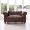 Wentworth Kodak Clove Brown Leather Snuggler Sofa