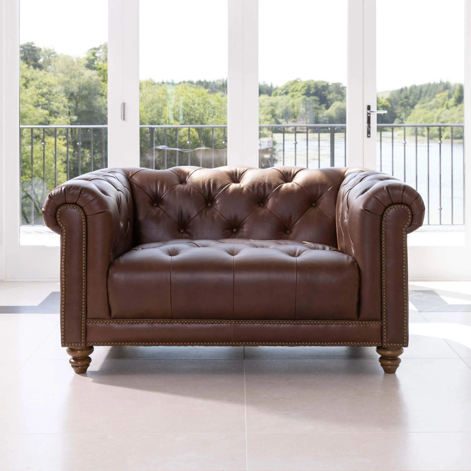 Wentworth Kodak Clove Brown Leather Snuggler Sofa 1 Wentworth Kodak Clove Brown Leather Snuggler Sofa