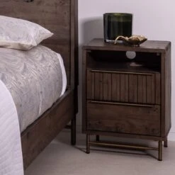 Andria Reclaimed Pine Solid Bedside Table