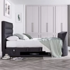 Kelso Pendle Slate 150cm Kingsize TV Ottoman Bed