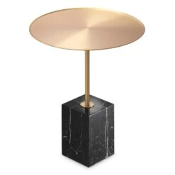 Eichholtz Cole Brushed Brass And Black Marble Side Table