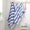 Reversible Stripe Blue Cotton Bath Sheet