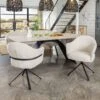 Serena 200cm Dining Table With Bench And 2 Swivel Faith Dining Chairs