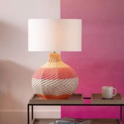 Designers Guild Brera Pimento Orange Large Rattan Table Lamp