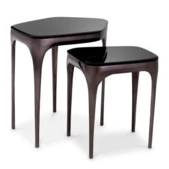 Eichholtz Deacon Black Nickel Set Of 2 Side Tables
