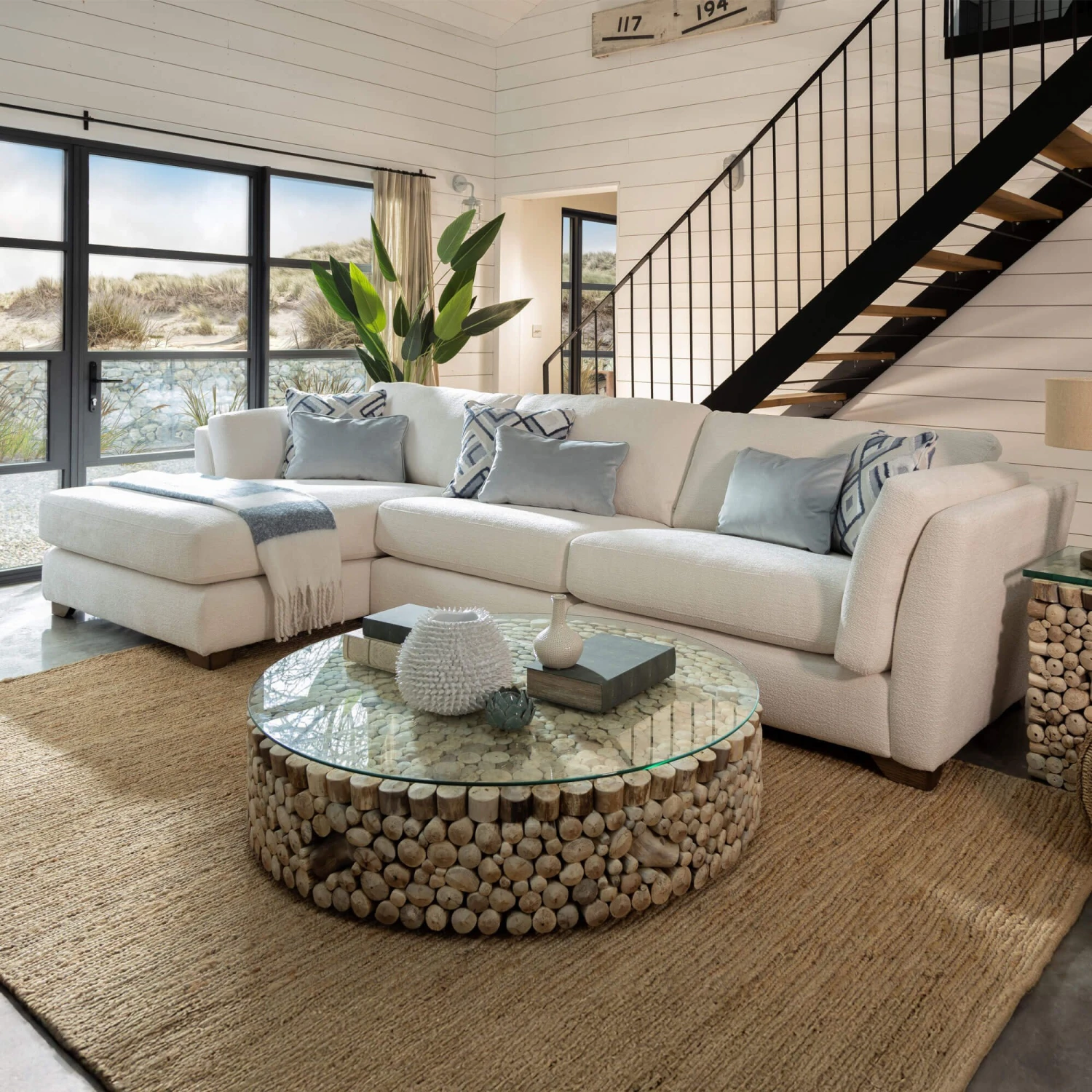 Julietta Mikah Daisy Cream Fabric Left Hand Corner Chaise Sofa 1 Julietta Mikah Daisy Cream Fabric Left Hand Corner Chaise Sofa