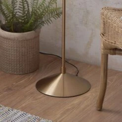 Wriggle Aged Brass Floor Lamp With Raffia Shade -Housing Units Furniture Store 54cee9edbbd56600a126fff902a82c6c