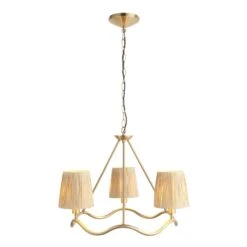 Wriggle Aged Brass 3 Light Pendant With Raffia Shades -Housing Units Furniture Store 56487c29bb0ebb6cbcbc1f64d44c2853
