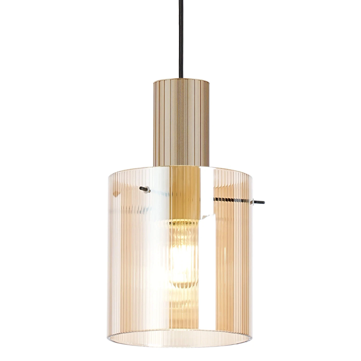 Lino Ribbed Light Gold & Amber Narrow Line Pendant Light 5 Lino Ribbed Light Gold & Amber Narrow Line Pendant Light - Image 5