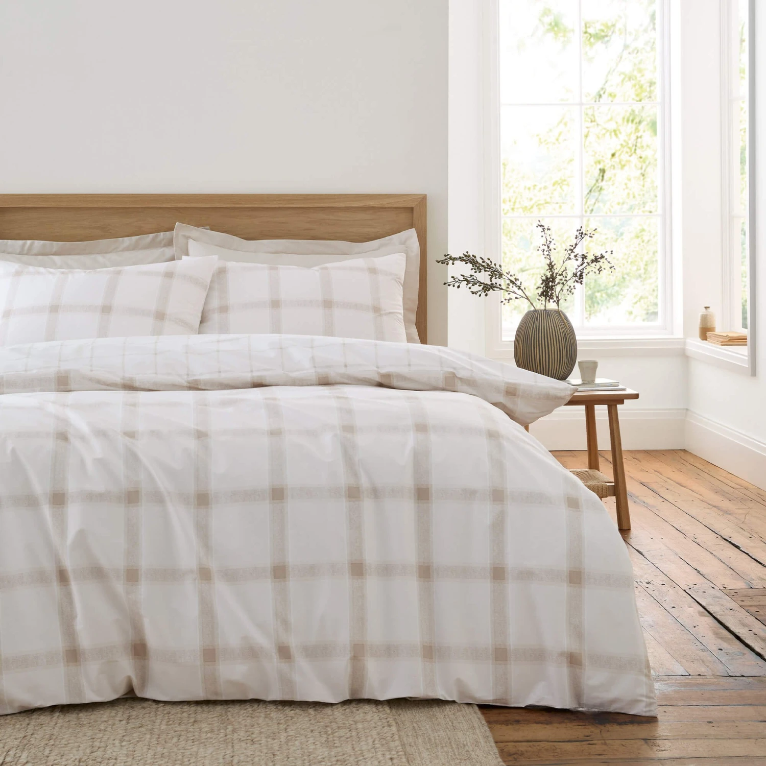 Oxton Check Natural Superking Duvet Set 1 Oxton Check Natural Superking Duvet Set