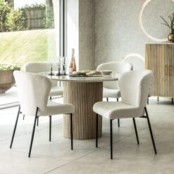 Rochelle 120cm Round Mango Wood & Marble Dining Table -Housing Units Furniture Store 575cfeb794049aab4a552a5e83307ff0