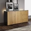 Frank Olsen Intelligent Black Gloss & Oak 2 Door 3 Drawer Sideboard