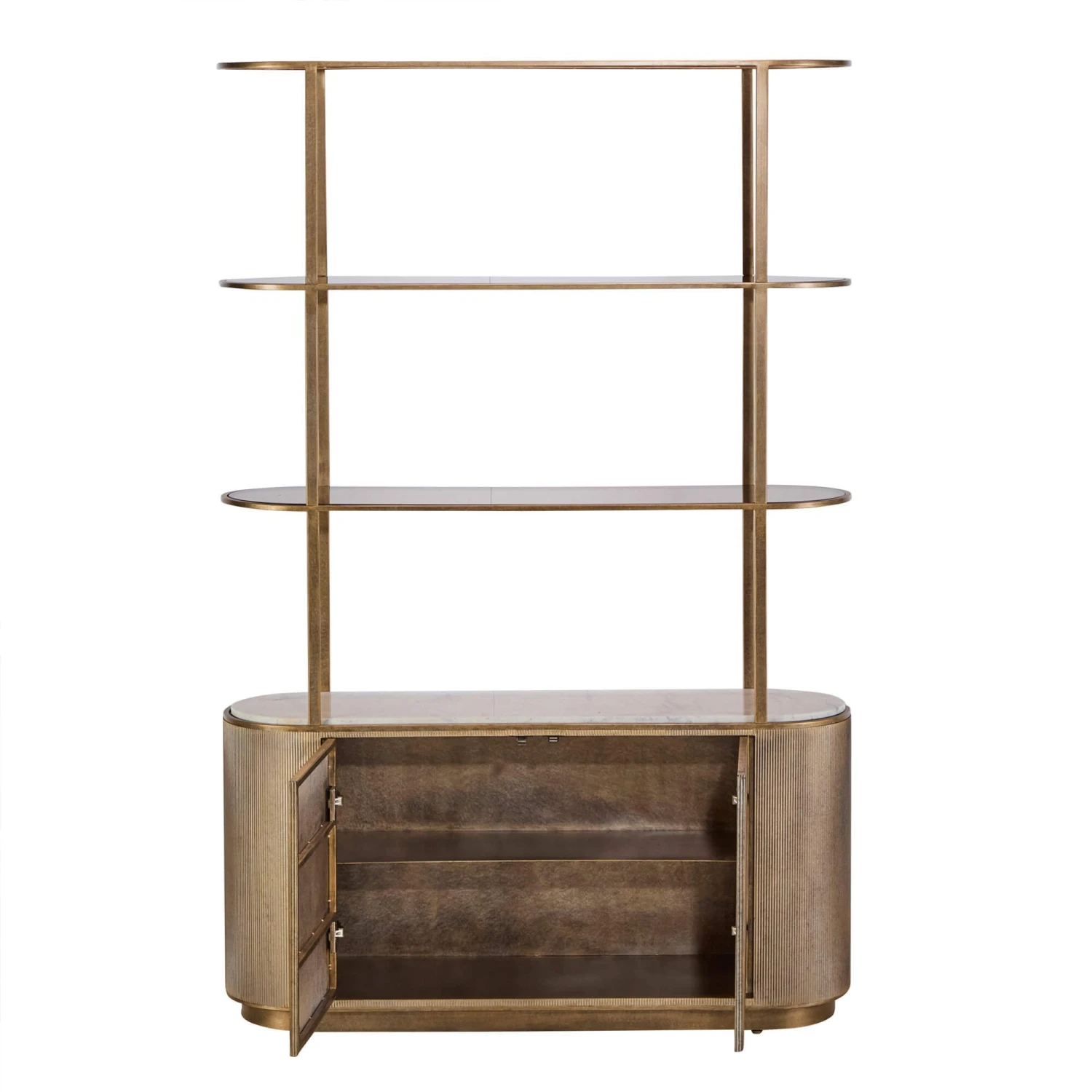 Libra Belvedere Aged Gold Shelving Unit With Storage 3 Libra Belvedere Aged Gold Shelving Unit With Storage - Image 3