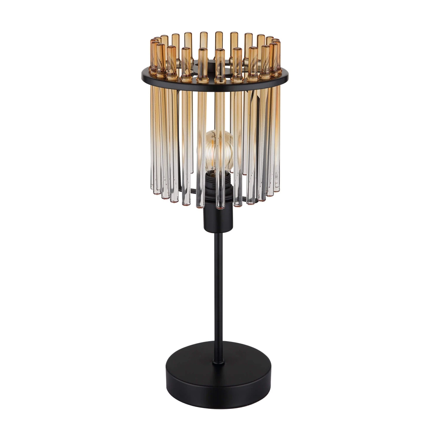 Icelle Matt Black & Amber Fade Glass Rods Table Lamp 2 Icelle Matt Black & Amber Fade Glass Rods Table Lamp - Image 2