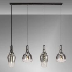 Hectar Pewter & Smoked Fade Glass 4 Light Bar Pendant