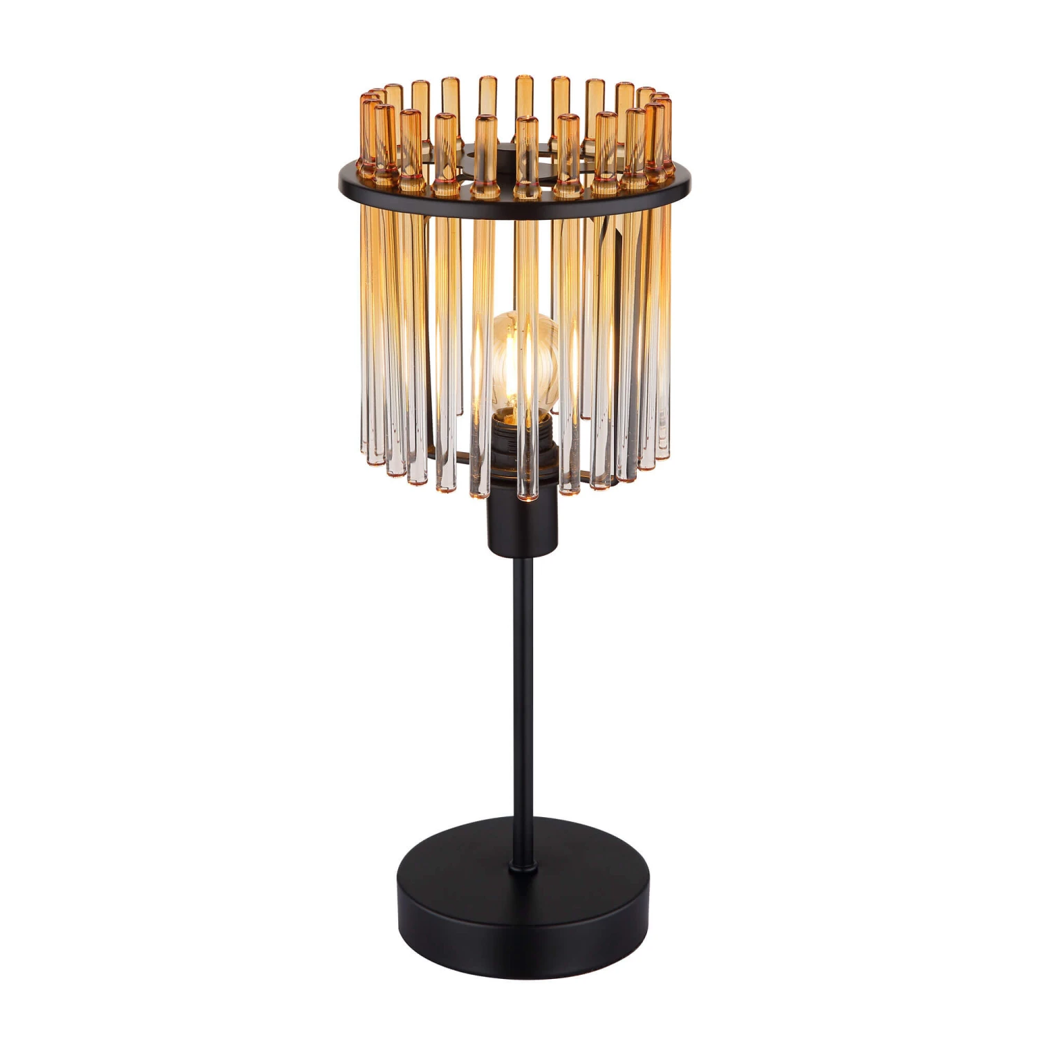 Icelle Matt Black & Amber Fade Glass Rods Table Lamp 1 Icelle Matt Black & Amber Fade Glass Rods Table Lamp