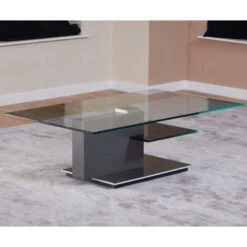 Venjakob Linear Matt Slate Grey Glass Top Coffee Table