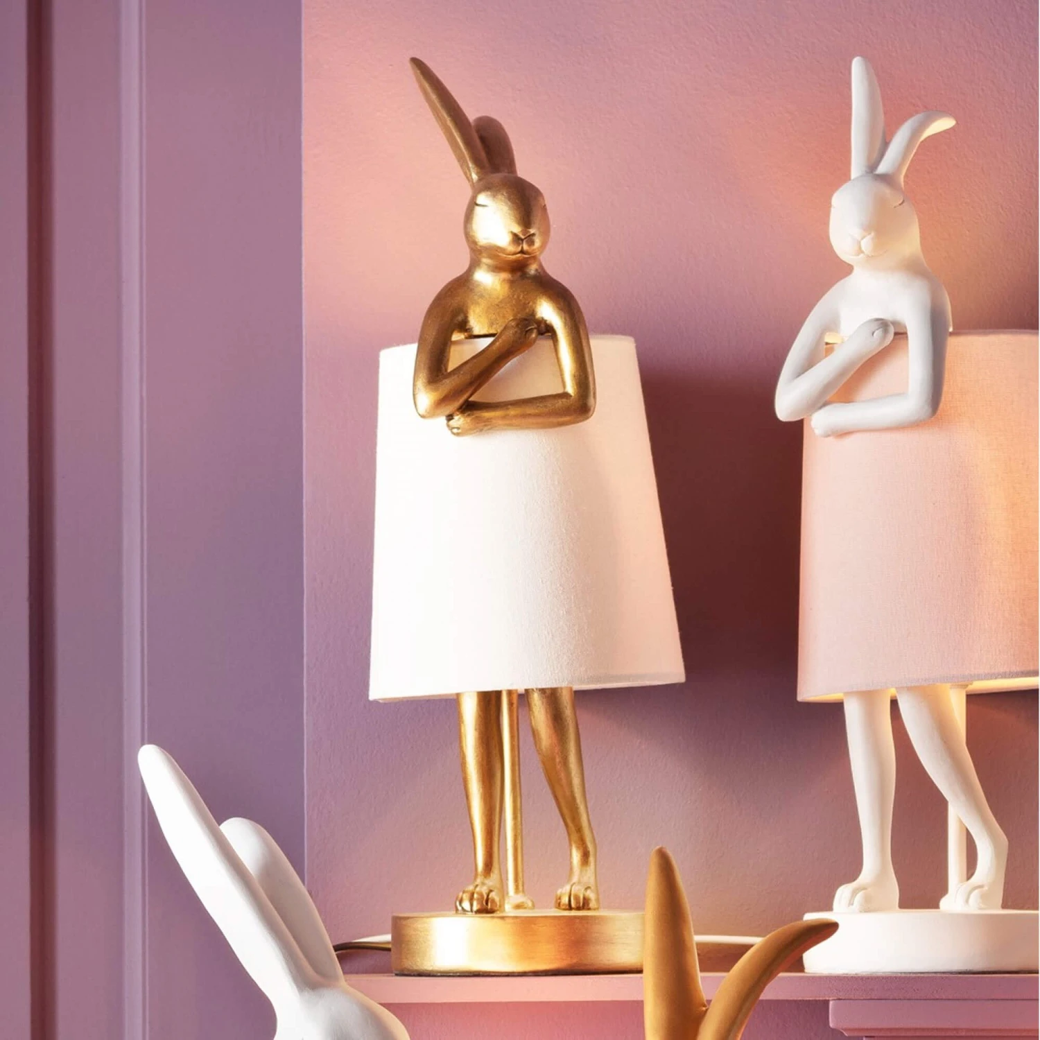 Gold Modest Rabbit 50cm Table Lamp With White Shade 10 Gold Modest Rabbit 50cm Table Lamp With White Shade - Image 10