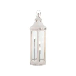 White Wash Wood Floor Lantern