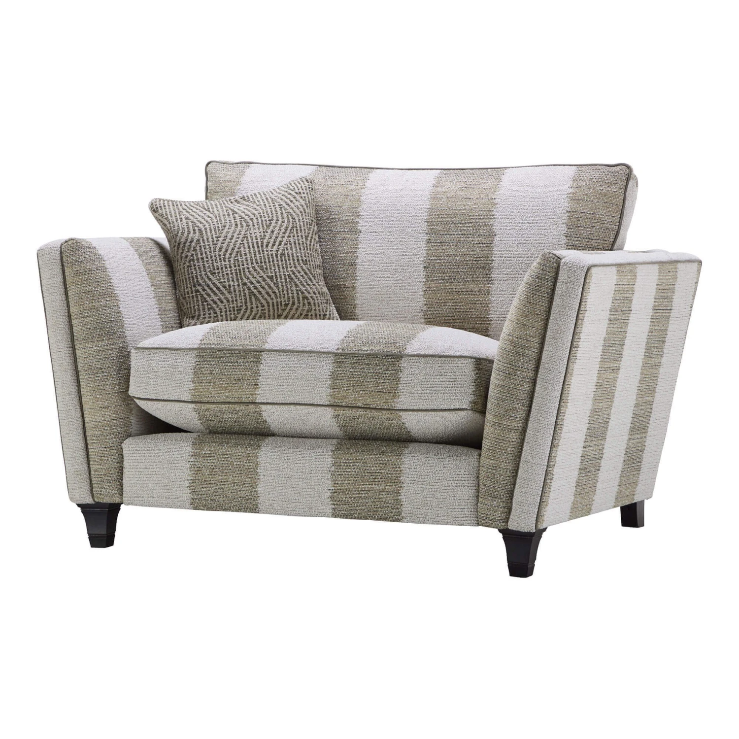 Parker Knoll Harlow Stripe Moss Green Fabric Snuggler Sofa 2 Parker Knoll Harlow Stripe Moss Green Fabric Snuggler Sofa - Image 2