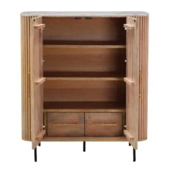 Rochelle Mango Wood & Marble 2 Door Highboard -Housing Units Furniture Store 5a9c4e8c4812e1ac8264622a6c346be0